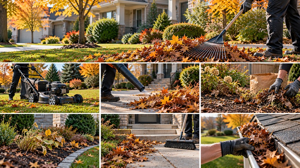 Residential property prepared for winter after fall cleanup